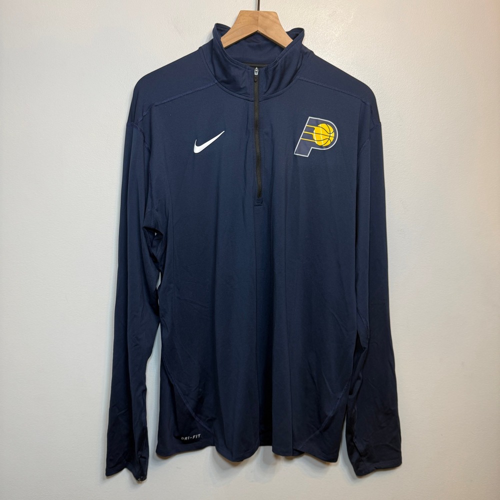 Nike Indiana Pacers NBA Dri-FIT Quarter Zip Pullover Navy Men's XXL